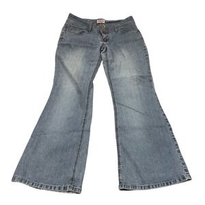 New@titude Flare Jeans Womens 8 Light Blue Y2K Low Rise Double Button